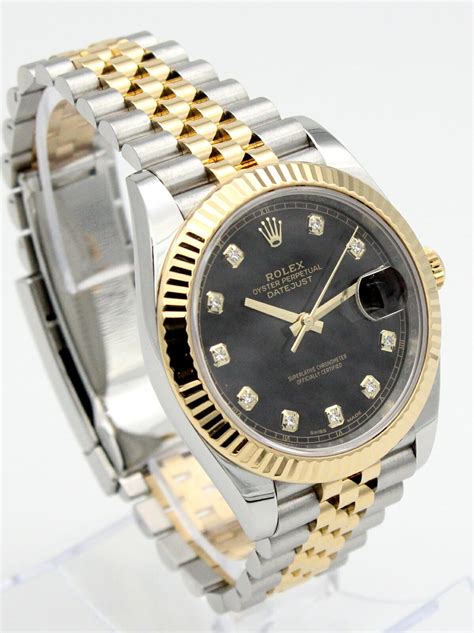 rolex datejust 41 two tone black dial